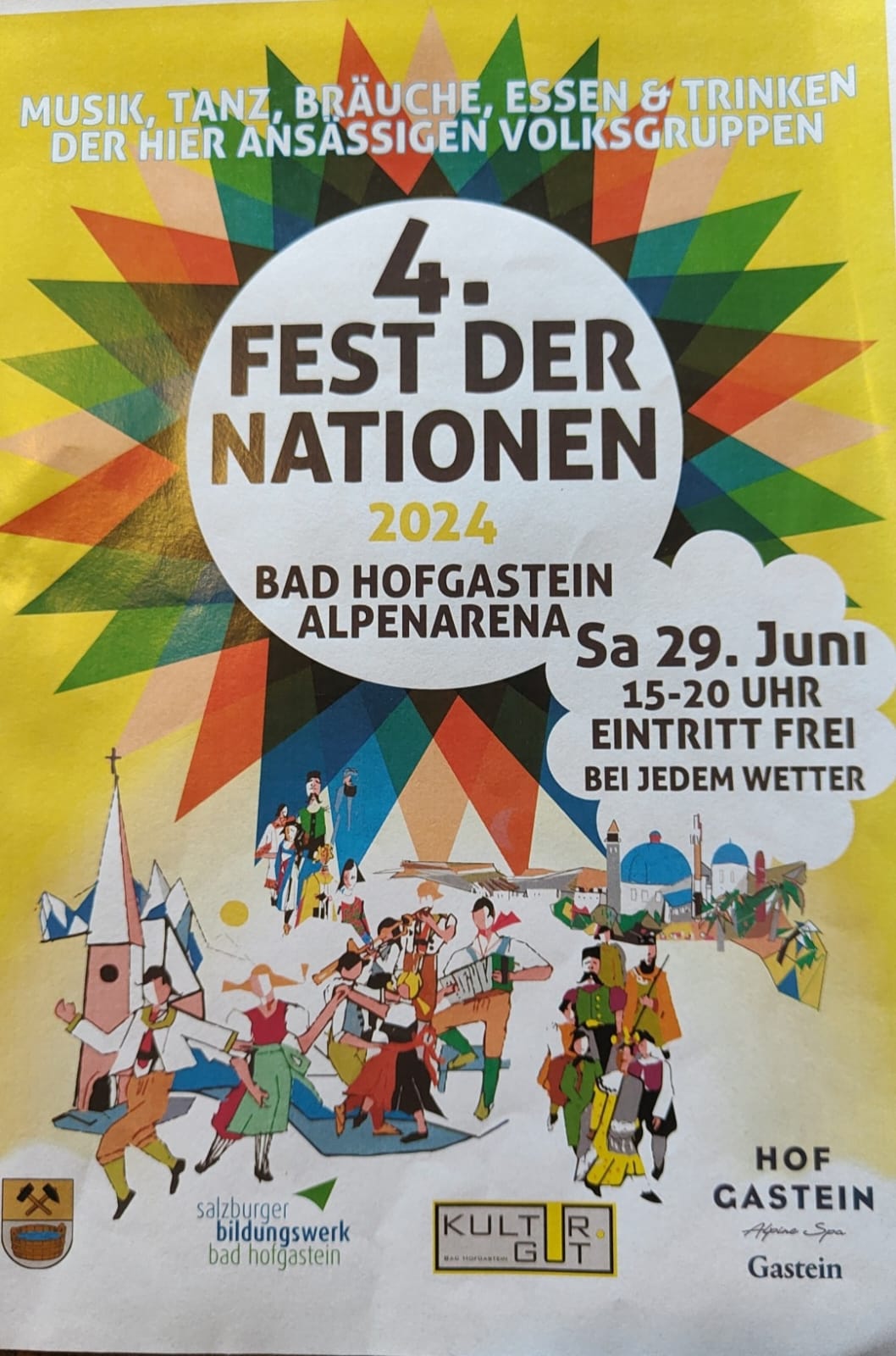Beim Fest der Nationen in Bad Hofgastein sind wir heuer maßgeblich an der Organisation beteiligt.  Andrea Kraus ist in enger Abstimmung mit der Festival Organisation. Wir nutzen aber auch die Gelegenheit zu einem "Betriebsausflug" könnte man sagen, denn wir werden mit einem schlagkräftigen Team von 50 Tänzerinnen und Tänzern vor Ort sein. Es wird sicher ein tolles Fest werden und wir freuen uns auch schon sehr darauf!